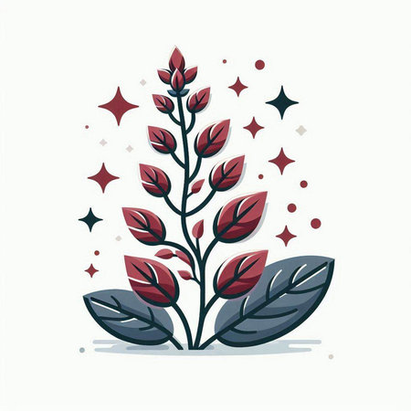 Illustration of stylized leaves with stars on a white background.のイラスト素材