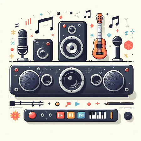 Music background with musical instruments. Vector illustration for your design. Eps10のイラスト素材