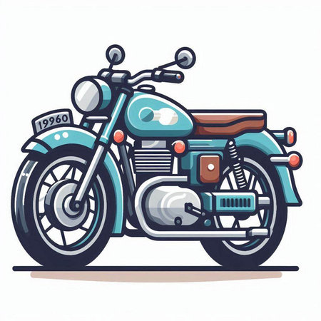 Vintage motorcycle isolated on white background. Vector illustration in cartoon style.のイラスト素材