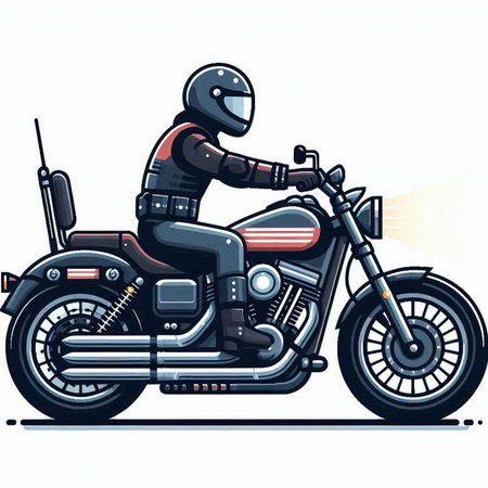 Motorcycle biker with helmet. Vector illustration in retro style.のイラスト素材