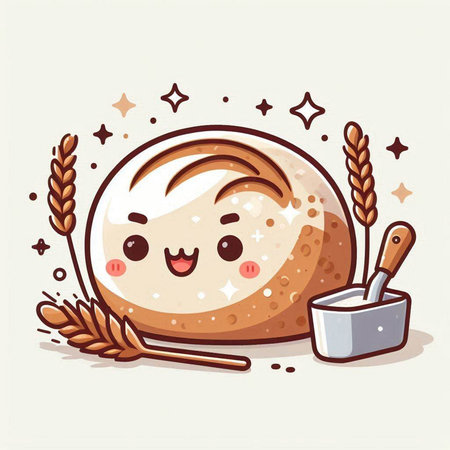 Illustration of a Cute Loaf of Bread Cartoon Character - Vectorのイラスト素材