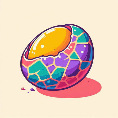 Easter egg painted in a mosaic pattern. Hand drawn vector illustration.のイラスト素材