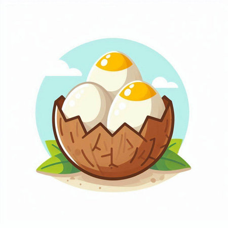 Eggs in shell. Vector illustration of a cartoon style.のイラスト素材