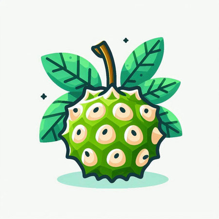 Soursop fruit vector icon. Exotic tropical fruit illustration.のイラスト素材