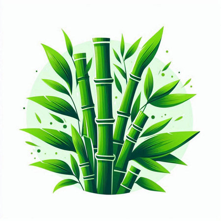 Green bamboo background with green leaves. Vector illustration for your design.のイラスト素材
