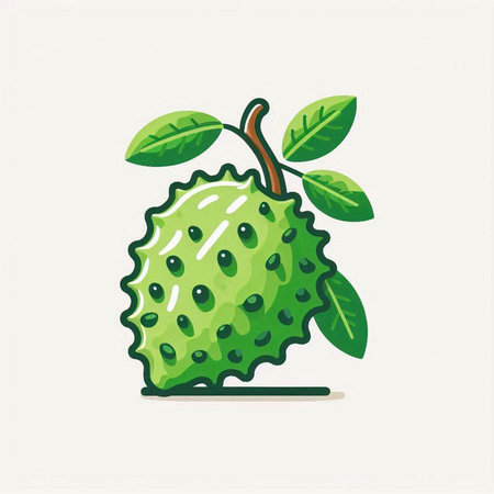 Soursop fruit vector icon. Exotic tropical fruit illustration.のイラスト素材