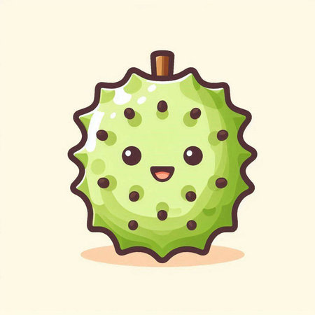 Cute kawaii durian fruit character vector illustration isolated on white background.のイラスト素材