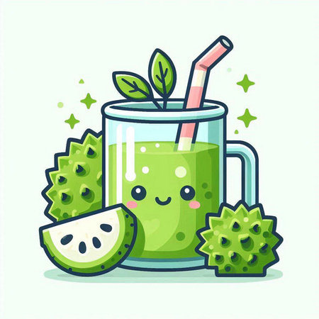 Smoothie with avocado, guava and mint. Vector illustration.のイラスト素材
