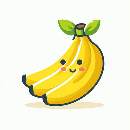 Cute banana fruit character. Vector flat cartoon illustration. Isolated on white background.のイラスト素材