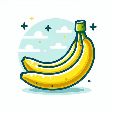 Banana fruit on white background. Vector illustration, flat style.のイラスト素材