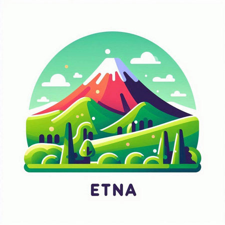 Mt. Fuji in the flat style. Landscape with mountains. Vector illustrationのイラスト素材
