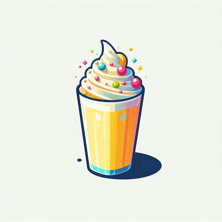 Vector illustration of a milkshake with whipped cream and sprinklesのイラスト素材