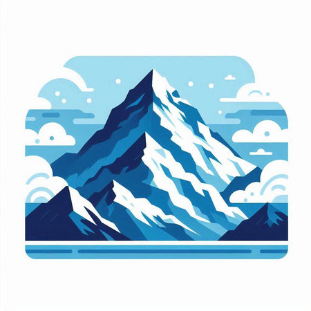 Mountains in the clouds. Vector illustration. Mountain landscape. Ice and snow.のイラスト素材