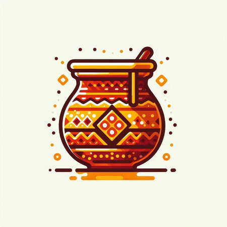 Ceramic pot with ethnic pattern. Vector illustration for your designのイラスト素材