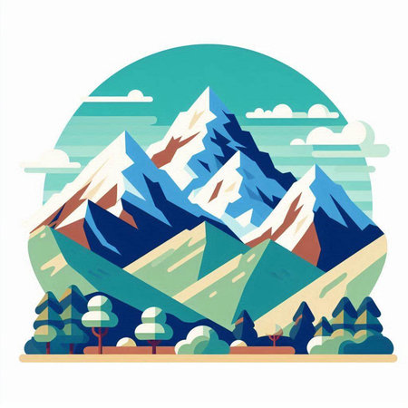 Mountains and forest in the flat style. Vector illustration for your designのイラスト素材