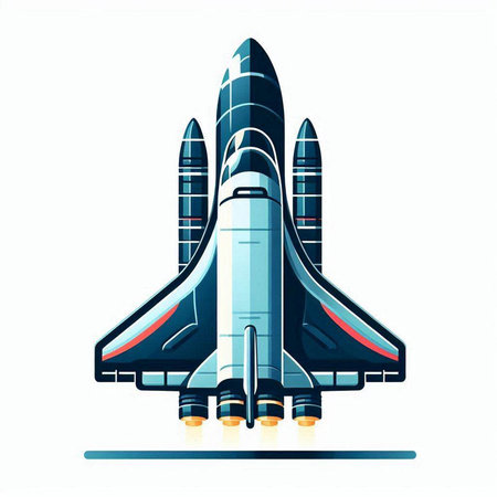 Space shuttle isolated on white background. Vector illustration in cartoon style.のイラスト素材