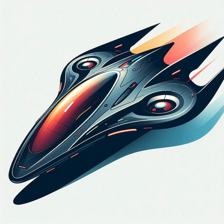 Futuristic spaceship. Futuristic spaceship in space. Vector illustration.のイラスト素材