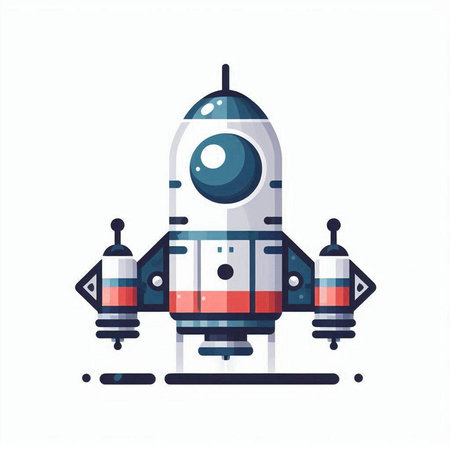 Space rocket icon. Vector illustration in flat style. Isolated on white background.のイラスト素材
