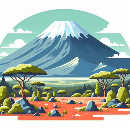 Mt. Fuji and the forest in the background. Vector illustration.のイラスト素材