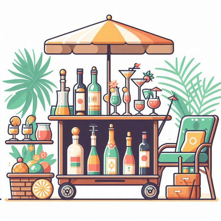 Cocktail bar. Vector illustration in doodle style.のイラスト素材