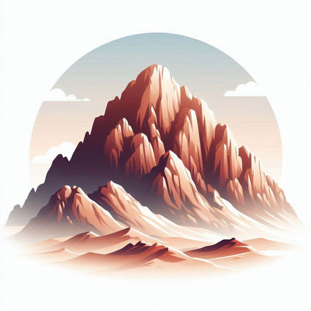 Mountains in the clouds. Vector illustration of a mountain range.のイラスト素材