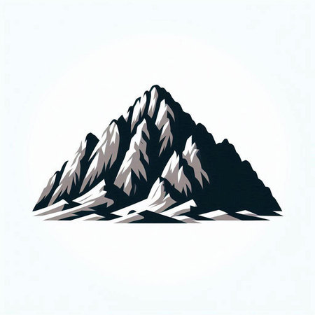 Mountain logo. Vector illustration of a mountain peak with snow.のイラスト素材