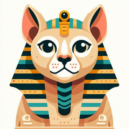 Egyptian cat. Vector illustration in flat style. Isolated.のイラスト素材