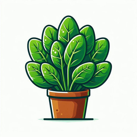 Illustration of a houseplant in a pot on a white backgroundのイラスト素材