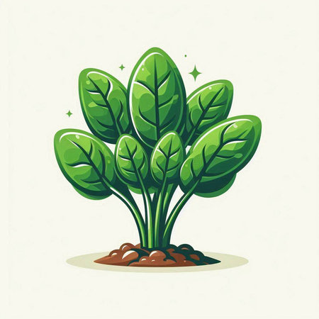 Illustration of a green plant growing in the soil. Vector illustration.のイラスト素材
