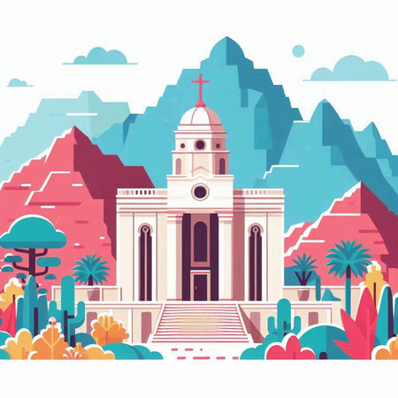 Flat style vector illustration of Santa Cruz de Tenerife.のイラスト素材