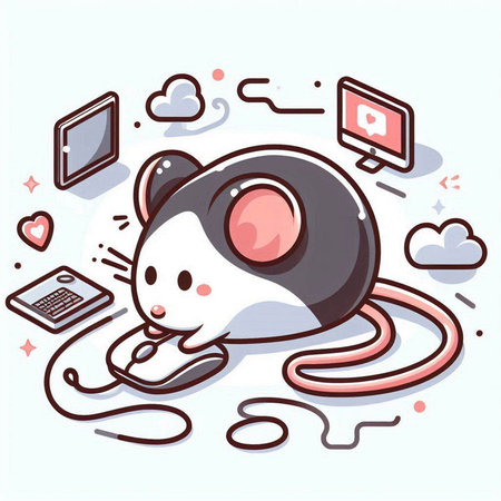 mouse with computer mouse on white background, vector illustration, eps10のイラスト素材