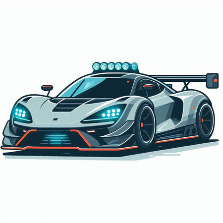 Sketch of a racing car. Vector illustration on white background.のイラスト素材