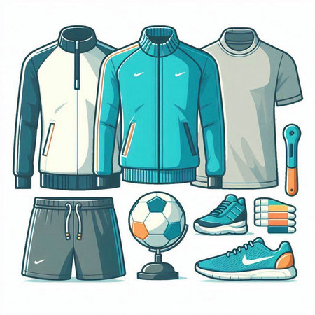 Vector illustration of a set of sportswear and accessories for a man.のイラスト素材