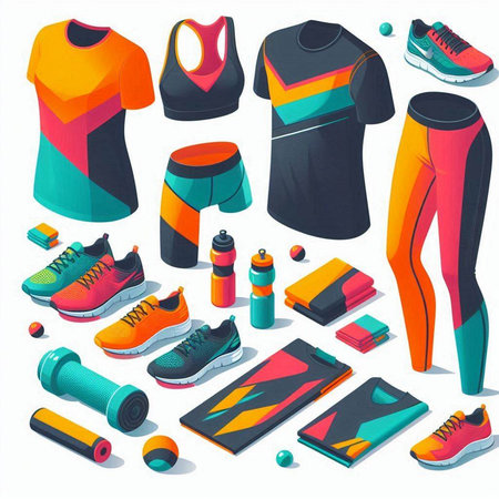 Set of sportswear icons. Vector illustration in cartoon style.のイラスト素材