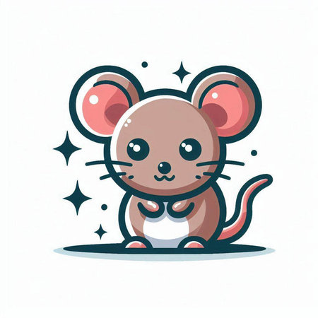 Cute cartoon mouse. Vector illustration isolated on a white background.のイラスト素材