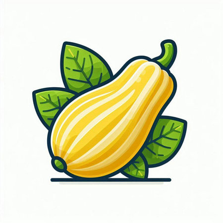 Zucchini with leaves on a white background. Vector illustration.のイラスト素材