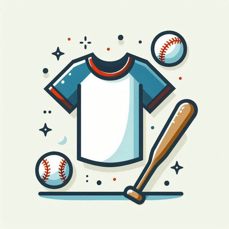 Baseball t-shirt with bat and ball. Vector illustration.のイラスト素材