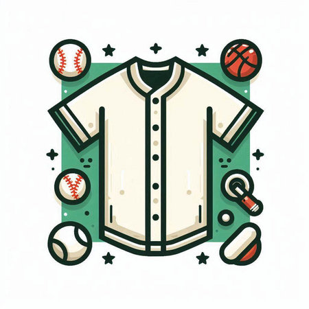 Baseball sport emblem, badge, label. Vector illustration in flat styleのイラスト素材