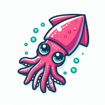 Cute cartoon octopus. Vector illustration isolated on white background.のイラスト素材