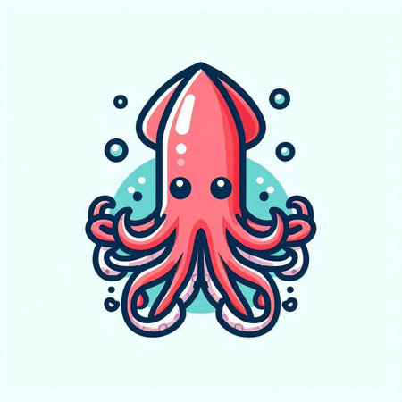 Cute octopus icon. Vector illustration of a cartoon octopus.のイラスト素材