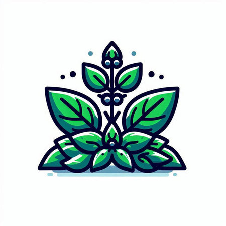 Mint leaves icon. Vector illustration isolated on a white background.のイラスト素材