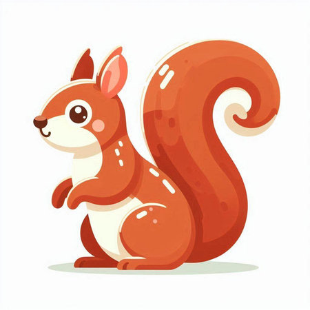 Cute cartoon squirrel. Vector illustration isolated on a white background.のイラスト素材
