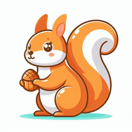 Squirrel with nut. Cute cartoon character. Vector illustration.のイラスト素材