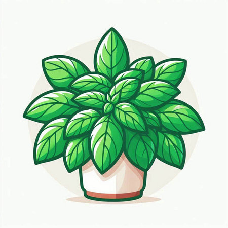 Green plant in a pot on a white background. Vector illustration.のイラスト素材