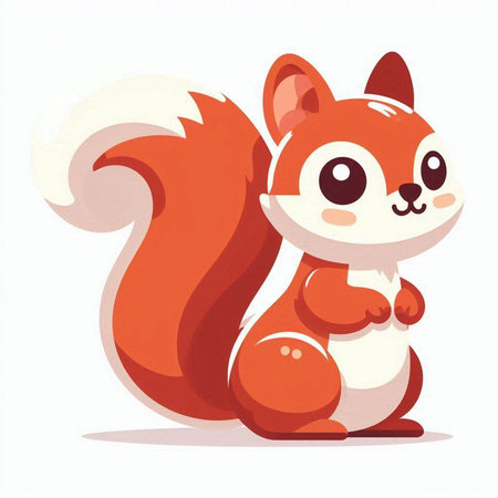 Cute squirrel cartoon vector illustration. Cute animal character in flat style.のイラスト素材