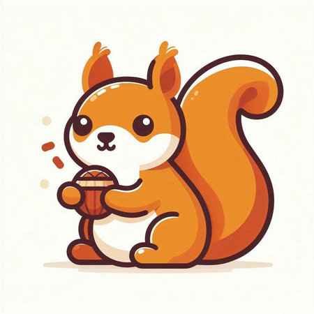 Cute squirrel with acorn. Vector illustration in cartoon style.のイラスト素材