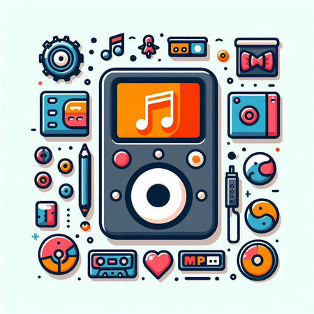 Music icon set in flat design style. Vector illustration for your designのイラスト素材
