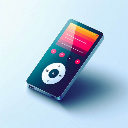Smartphone with a music player on the screen. Vector illustration.のイラスト素材