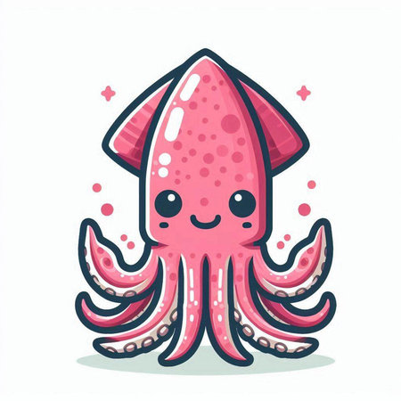 Cute octopus vector illustration. Cute cartoon octopus character.のイラスト素材