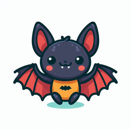 Cute cartoon bat. Vector illustration. Isolated on white background.のイラスト素材